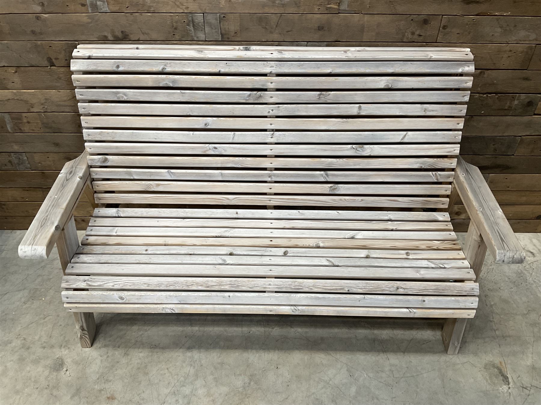 Wooden slatted garden bench