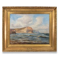 Robert Jobling (Staithes Group 1841-1923): 'Cowbar Nab - Yorkshire Coast', oil on canvas signed and dated 1914, original title label verso 71cm x 91cm 
Provenance: exh. Artists Belgian Relief Fund, Newcastle 1914, presented by the artist, label verso