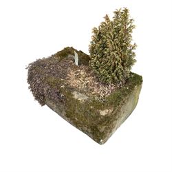 19th century hand hewn rectangular stone trough