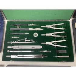 J Halden & Co cased drawing set, together with other cased drawing sets, including examples from prazision garantie and Kern Swiss 