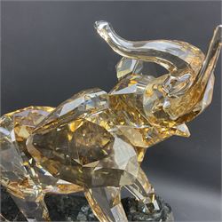Swarovski Crystal Soulmates, Elephant, with champagne tint, upon granite base, H24.5cm