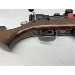 Anschultz Model 1417 .22 bolt action rifle with 36cm barrel threaded for sound moderator and fitted with Hawke 4x32 telescopic sight; 10-shot magazine and carrying sling; No.3027599 L98cm overall SECTION 1 FIRE-ARMS CERTIFICATE REQUIRED