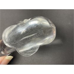 FM Ronneby Sweden large bear paperweight, together two glass penguins, one signed, small Hadeland bear and other glass animals. FM bear H9cm 