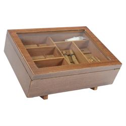Shop display humidor with lockable glazed lifting lid, the removable tray containing selection of cigars including Fabrica des Tabacos, Jamaica Tobacco Company etc, H26cm D30cm, L42cm