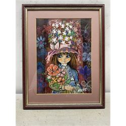 Charles Mark Edward Boxer 'Marc' (British 1931-1988): Girl with Flowers, watercolour and pastel signed 32cm x 23cm 
Provenance: private local collection, purchased David Duggleby Ltd 19th May 2007 Lot 44