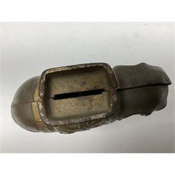 Two early 20th century cast-iron mechanical money banks - 'Rabbit on Cabbage' by Kilgore Manufacturing Company c1921 L11cm; and 'Elephant Swings Trunk' by A C Williams & Co patented 27th June 1905 L12.5cm (2)