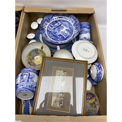 Spode Italian pattern butter dish, jug, bowl and dish, together with Wedgwood Lynn pattern tea wares and other collectables, in two boxes  