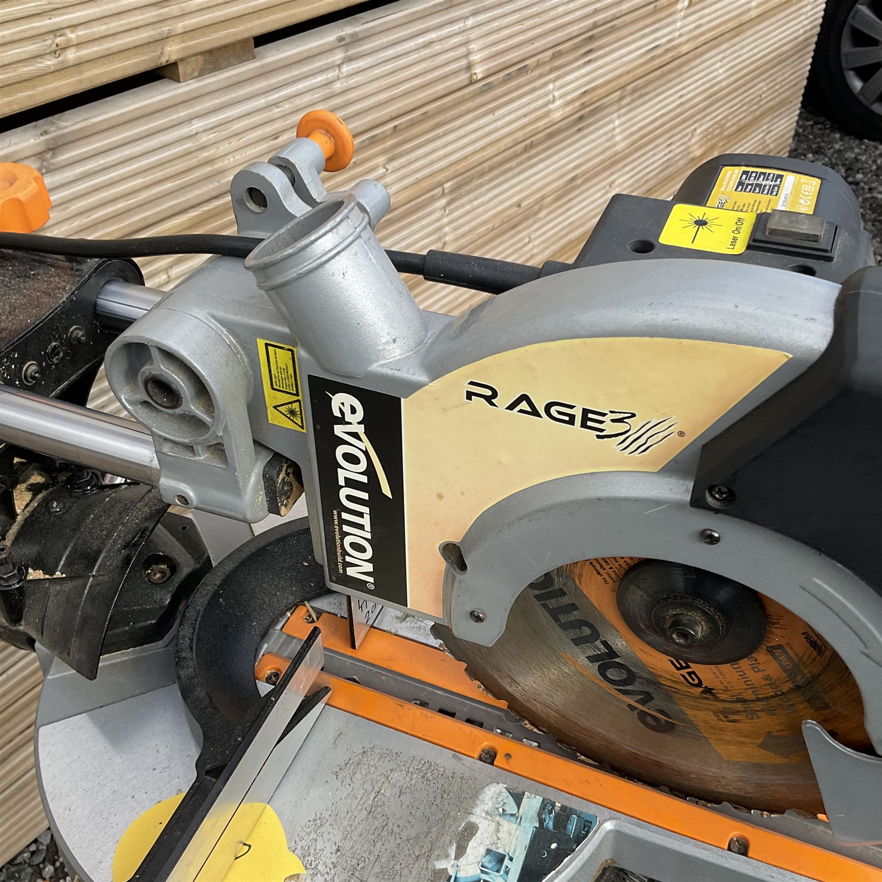Evolution Rage 3 Mitre saw with foldable stand - THIS LOT IS TO BE COLLECTED BY APPOINTMENT FROM DUGGLEBY STORAGE, GREAT HILL, EASTFIELD, SCARBOROUGH, YO11 3TX