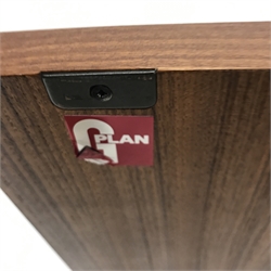 G-Plan teak low sideboard, four cupboards, platform base, W163cm, H54cm, D46cm