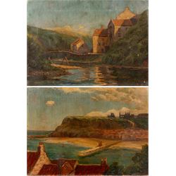 English School (Late 19th/Early 20th Century): View of Whitby and Staithes Beck Bridge, pa...