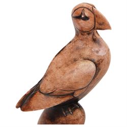 Two Border Fine Arts Gallery Of Modern Art sculptures, modelled as Puffin RW001A and Owl RW002A