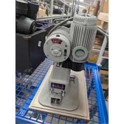 Collection of projectors, including Bell & Howell 613 cine projector, E J Arnold slide projector, Bolex home projector, Aldis 303, Bell & Howell Filmo 57 model projector, Leitz Wetzlar Pradovit Color, Kodak Instamatic M55L movie projector and a Gnome slide projector