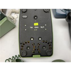 Collection of six vintage telephones, including a trimphones telephone