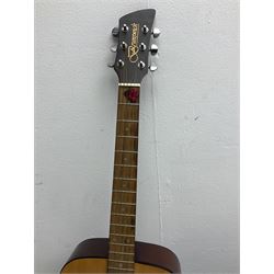 Rally five-string banjo with mahogany solid back L101cm in soft carrying case; and Brunswick Model BF200 acoustic guitar L103cm; with small quantity of instructional DVDs and booklets