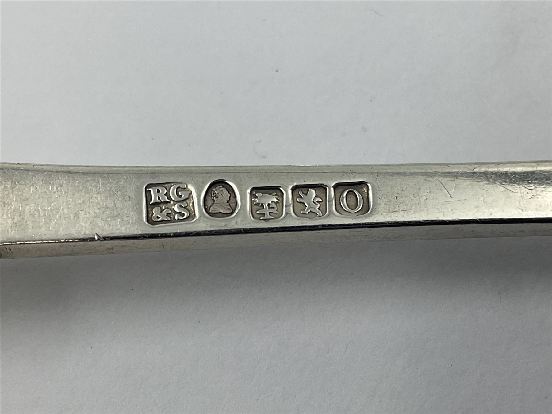 George IV Scottish silver Kings pattern cutlery for six place settings, to include table spoons, table forks, dessert spoons and dessert forks, all engraved with shamrock crest to terminal, hallmarked Robert Gray & Son, Glasgow 1833