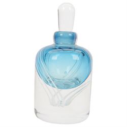 Collection of British contemporary studio glass, including Chris Comins scent bottle, of compressed ovoid form, Karlin Rushbrooke scent bottle, Lanmara iridescent vase