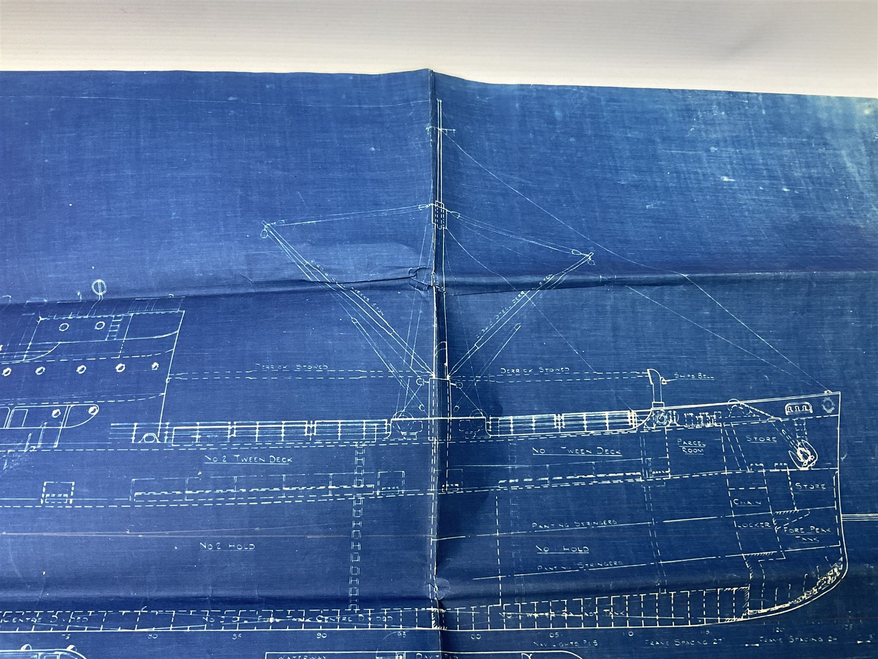 Blue print for the Ellerman's Wilson Line Ltd steam ship 'Carlo', entitled General Arrangement As Fitted' scale 1/8