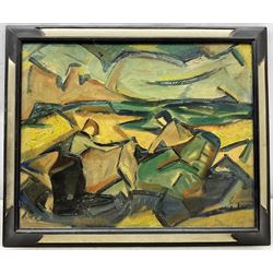 Georges Ascher (Polish 1884-1943): 'Two Washer Women', oil on canvas signed, titled and signed verso 40cm x 50cm
Notes: Ascher was a cousin of the painter Roman Kramsztyk. He studied architecture at the Warsaw University of Technology and then continued his studies in Germany. During the war, which set Poland against the Red Army (1919-1921), he joined the Polish army alongside Marshal Piłsudski, and was wounded during the battle of Lwow. After the Polish authorities decorated him, Ascher moved to Lwow and then to Warsaw. He married and became an architect. Moving to Paris in 1925 he devoted himself to art. In 1937, he left his apartment in Paris with his wife and daughter for La Ciotat, where he painted many landscapes. In 1943, Georges and his wife were arrested and sent to the Gurs internment camp. They were deported on convoy number 60 and were died in Auschwitz. Much of Ascher’s work was destroyed in his studio while he was arrested. 
Jewish Artists of the School of Paris 1905-1939 - From 1905 to 1939, Paris attracted artists from all over the globe as the capital of the art world. This period of artistic proliferation became known as the School of Paris, and includes a great diversity of artistic expression. Within the teeming art world centred on Montparnasse, one group set itself apart: Jewish artists from Russia, Poland, and Central Europe. Although their styles were diverse, they shared the common fate of fleeing anti-Semitic persecutions in their home countries. Some became famous in the 1920s, such as Soutine, Lipchitz, and Chagall, while others did not have the time or the luck to gain renown. Nearly half of these artists died in Nazi concentration camps.