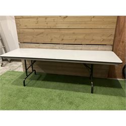 Large Grey Trestle table with metal legs  - THIS LOT IS TO BE COLLECTED BY APPOINTMENT FROM DUGGLEBY STORAGE, GREAT HILL, EASTFIELD, SCARBOROUGH, YO11 3TX