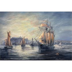 Max Parsons ARCA (British 1915-1998): 'Whitby' at Sunset, oil on panel signed and titled 24cm x 34cm