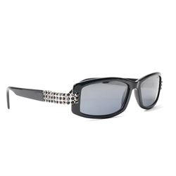 Daniel Swarovski - black acetate sunglasses with dark tinted lenses and crystal-set silver-tone panels to the temples, signed to the arm interior