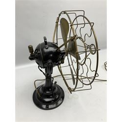 1930s Art Deco cast iron and brass Verity's Junior electric table fan, no 27159, H45cm