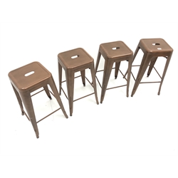  Set four industrial style metal bar stools (H67cm)  