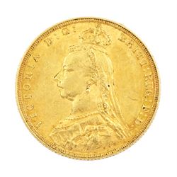 Queen Victoria 1887 gold full sovereign coin, Melbourne mint