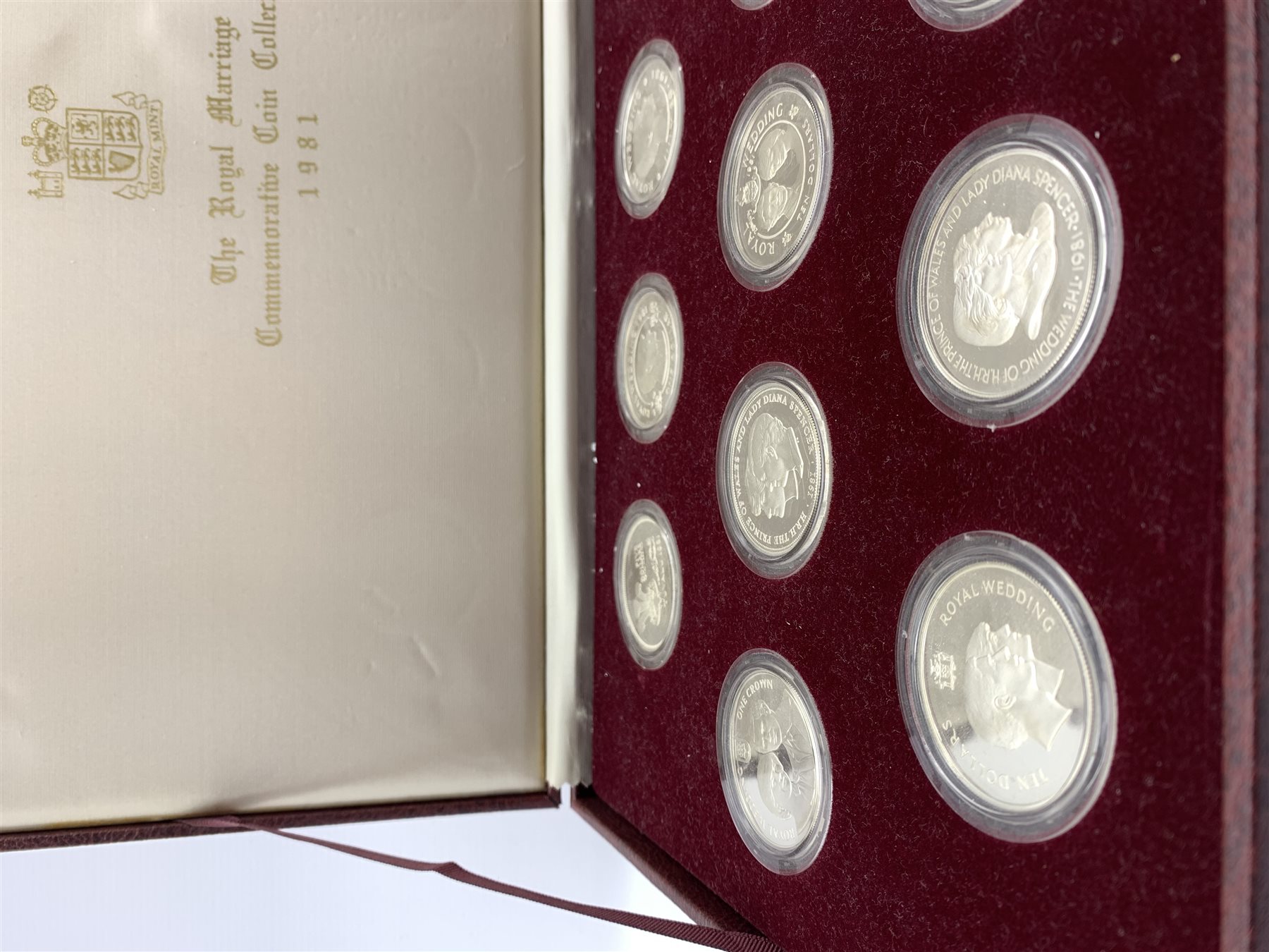 Royal Mint silver coins 'The Royal Marriage Commemorative Coin Collection 1981', comprised of sixteen silver coins, cased