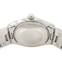 Rolex Oyster Perpetual Air-King Precision gentleman's automatic wristwatch, circa 1958, Ref. 5500, serial No. 368901, silvered dial with baton hour markers, on Rolex Oyster stainless steel strap with fold-over clasp, in Rolex after sales service box