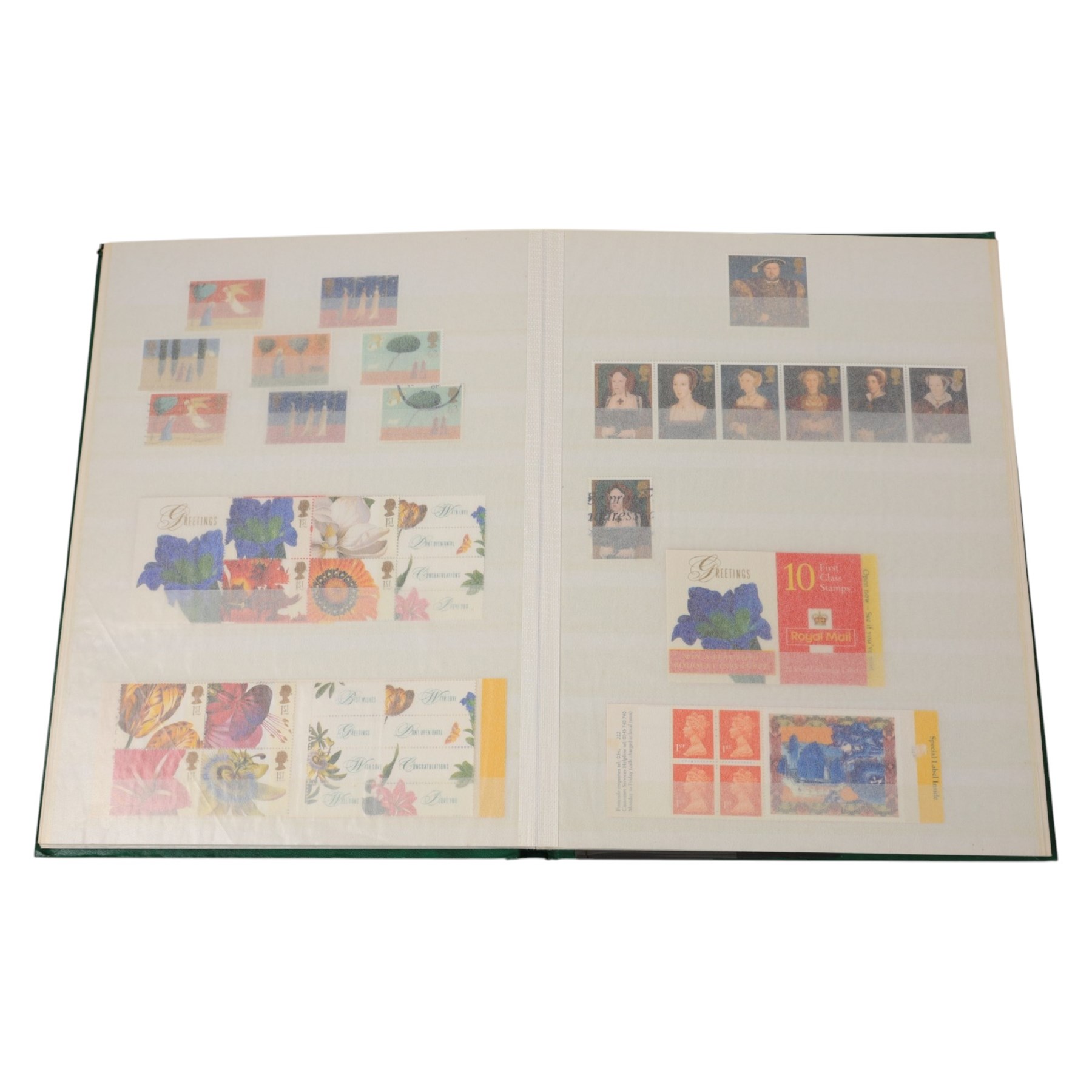 Great British stamps, including Queen Elizabeth II mint decimal stamps, face value of usable postage approximately 150 GBP, first day covers, etc, in two boxes