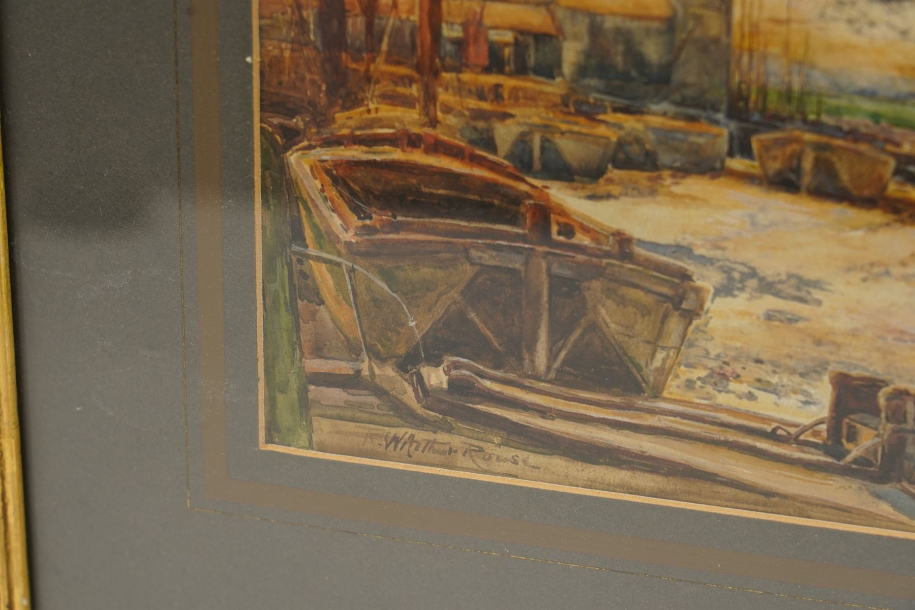 Robert William Arthur Rouse (1867-1951) Harbour Scene, watercolour signed 22cm x 38cm