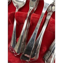 Mahogany cased canteen of silver plated fish cutlery (set of twelve), the case marked M Gerard Aberdeen, along with canteen of Oneida cutlery