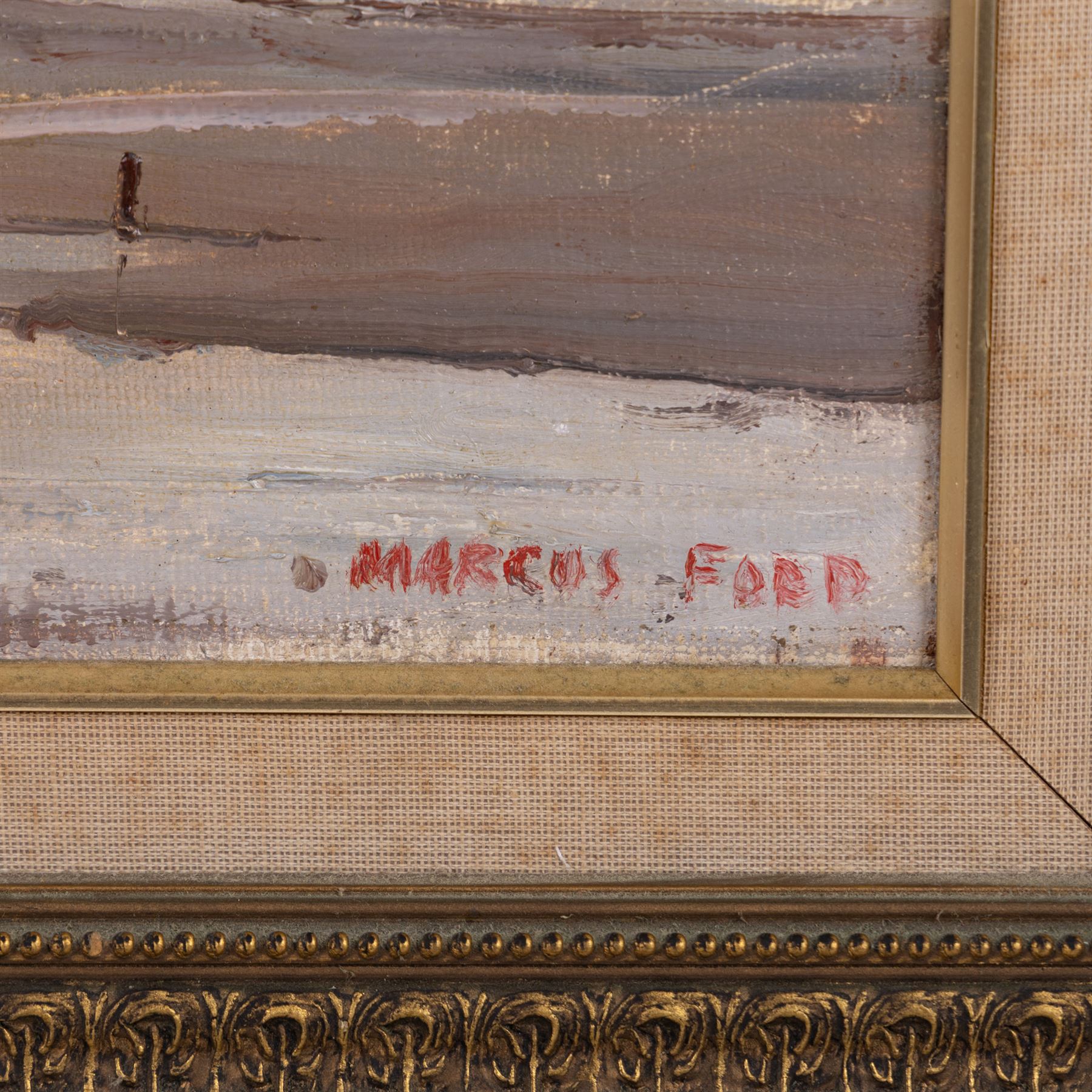 Marcus Ford (British 1914-1989): View towards Southwold, oil on canvas signed 30cm x 60cm 