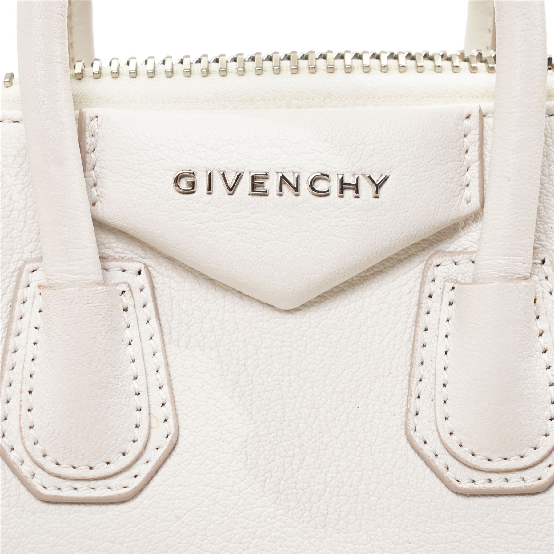 Givenchy - ‘Antigona’ Mini Bag, introduced circa 2011 under Riccardo Tisci, in structured white grained goat leather, with twin top carrying handles and detachable wide adjustable crossbody strap, with silver tone hardware, with original dust bag