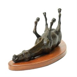 Robert Campbell figure 'Rolling Horse', limited edition no. 2/25, on wooden plinth, with certificate, L39cm