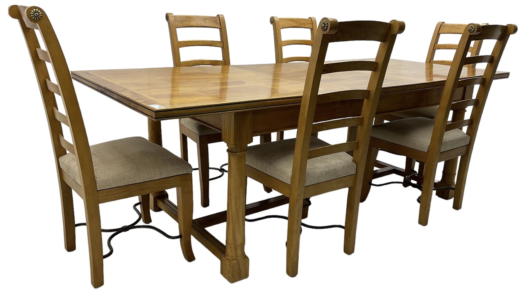 Barker & Stonehouse - rectangular flagstone dining table and a set of six ladder back dining chairs 
