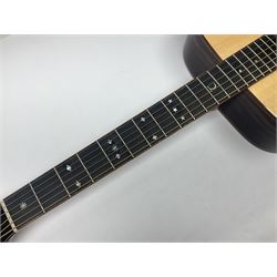 Tanglewood Dreadnought spruce and java wood acoustic guitar the three-piece back with mango spalted wood insert; in Faith hard carrying case; serial no.201147017 L103cm