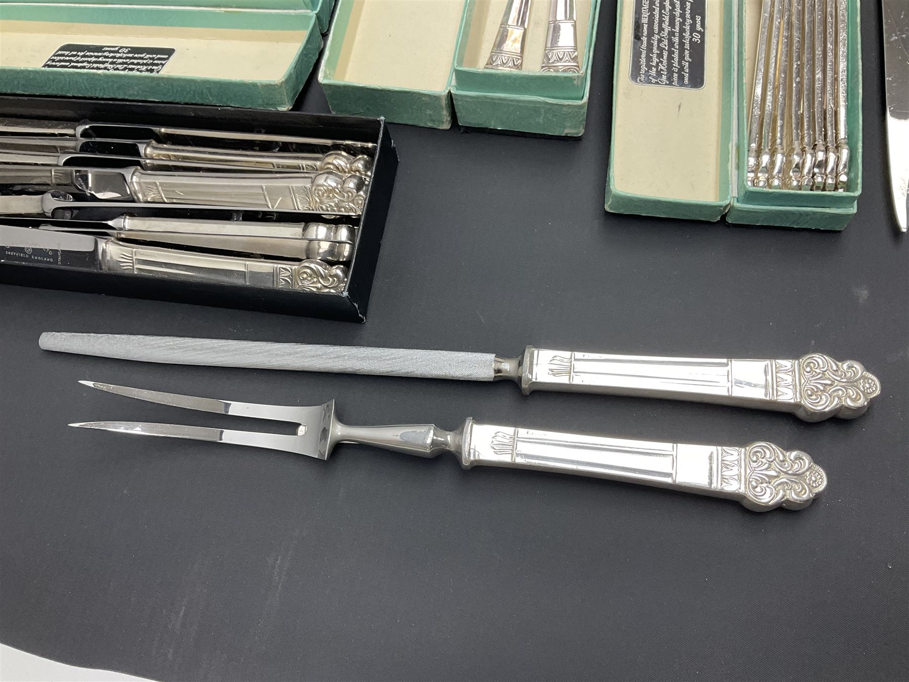 Gee & Holmes Ltd Elizabethan pattern part canteen of silver plated cutlery, stamped GH Heritage Plate