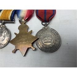 WW1 Naval group of four medals comprising British War Medal, 1914-15 Star and Victory Medal awarded to M.10222 E.W. Starmer J.R.A. (later S.R.A.) R.N.; and St. John Ambulance Brigade Coronation 1911 Medal to Pte. E.W. Starmer; all with ribbons