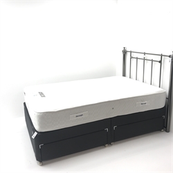  Silentnight 4' double divan bed, Victorian style metal headboard and Silentnight Diamond Oceana mattress, W120cm, H127cm, L200cm  
