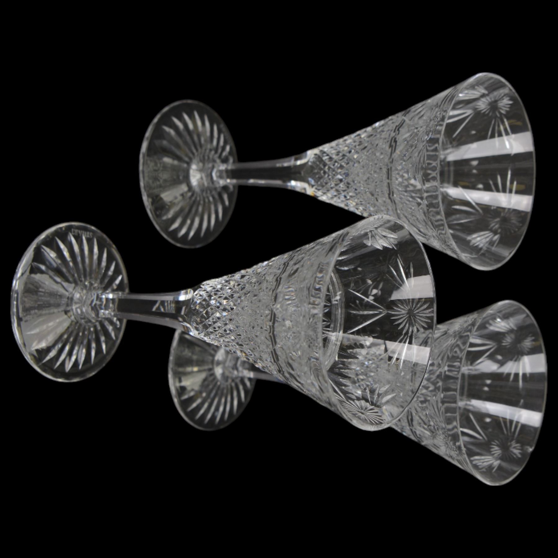 Set of six Stuart Crystal Beaconsfield pattern brandy glasses and set of six sherry glasses