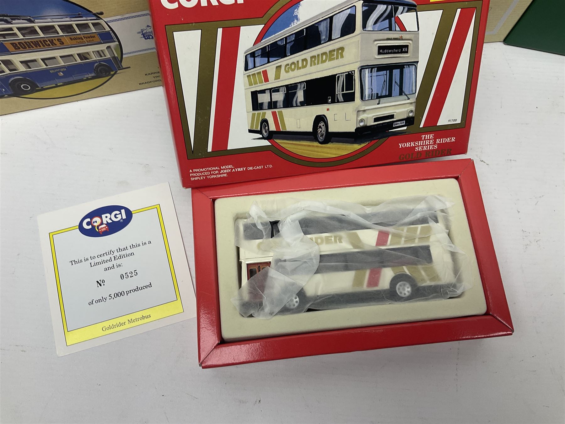 Corgi - twenty eight modern die-cast model coaches, buses and wagons to include Corgi Classics 35305, 96991, 97002, two 97108, 97208, 97267, 97335, 97871 and 98162; limited edition sets D949/26, 97107 and 97185; The Yorkshire Rider Series 91700, 91853, 91858 and 91862; all but one in original boxes or perspex display cases, most with certificates (27)