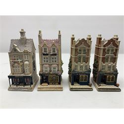 Thirteen Lilliput Lanes from the Shops Collection, including Apothecary, Horologist, China Shop, Penny Sweets, H Samuel etc, all with deeds and original boxes 