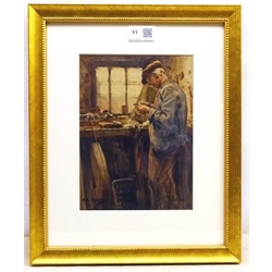 Albert George Stevens (Staithes Group 1863-1925): A Whitby Jet Worker, watercolour signed 30cm x 16cm