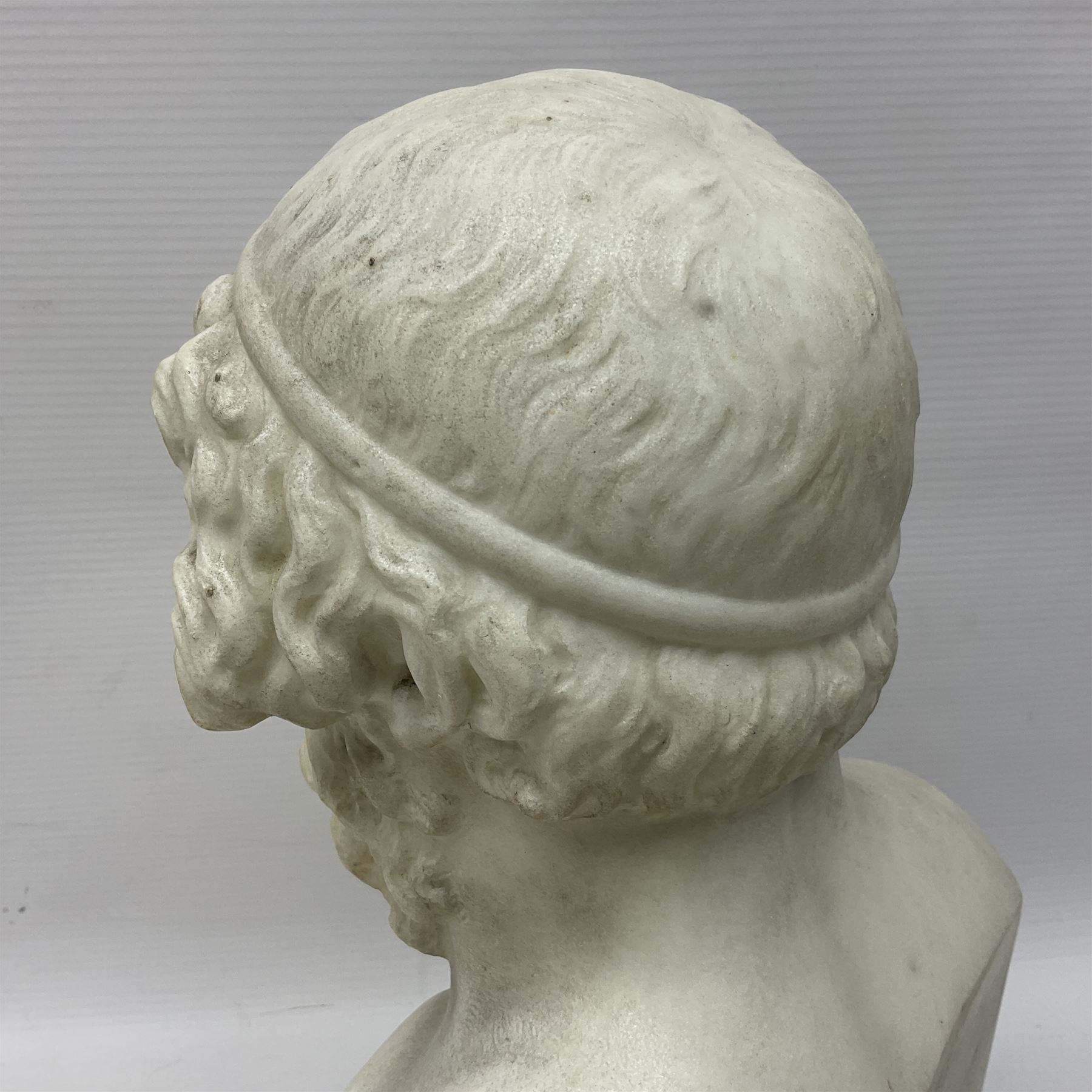 After the antique, 19th century classical style marble bust, carved as Homer, H33.5cm

