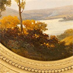 William Williams of Plymouth (British 1808-1895): Estuary Scenes, pair circular oils on oak panels signed and dated 1888, D18cm (2)