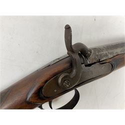 Composed decorative percussion action sporting gun, the 79cm barrel with ramrod under and Indian style studded stock L124cm overall