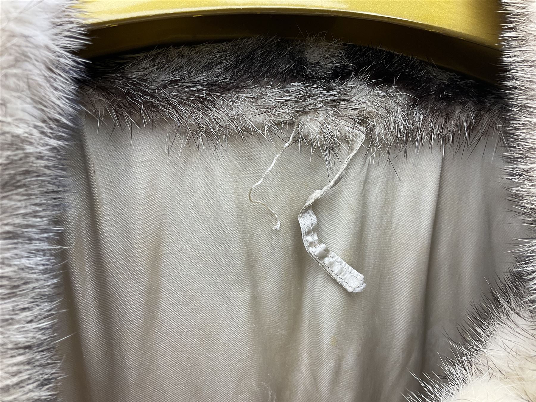 Saga mink full length fur coat, with chevron patterning to sleeves and body, with label to lined interior, approx size 12