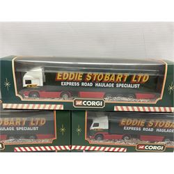 Corgi Eddie Stobart - eight various lorries; nos. 59502, 59503, 59504, 59538, TY87001, 60011 (3-piece set), 59508 & 59601; all boxed (8)